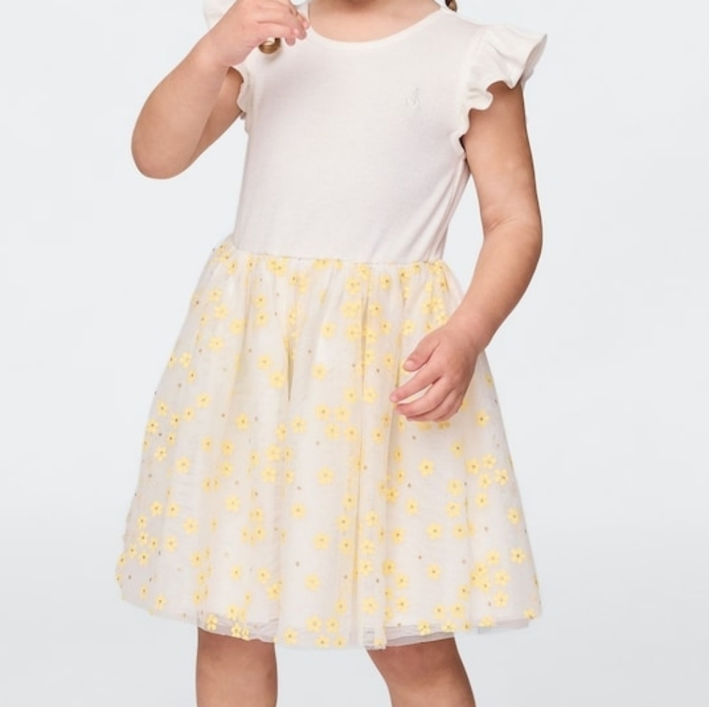 GAP Cream and Yellow Floral Kids Dress - 3T